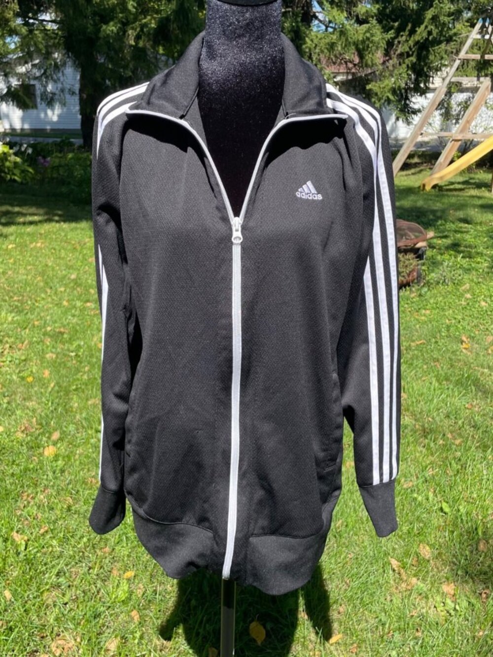 Vintage Y2K Adidas Jacket Lightweight Black Baggy L Streetwear Goth Grunge Skate